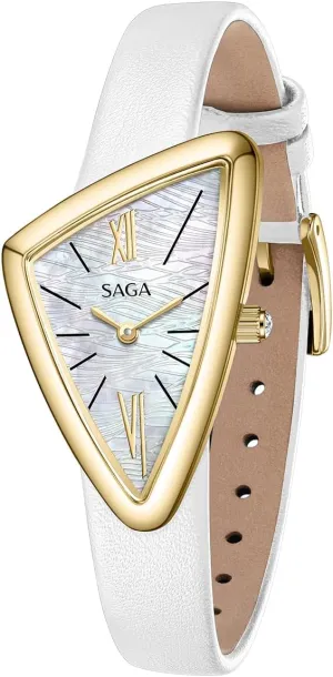 SAGA Sailboat Women's Luxury Quartz Watch with Swiss Movement, Roman Numeral Dial, Danube Crystal, Stainless Steel Triangular Case, 3ATM Water Resistant - Elegant Gift for Small Wrists