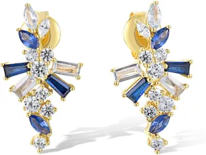 Santuzza 925 Sterling Silver Sector Cubic Zirconia Earrings for Women
