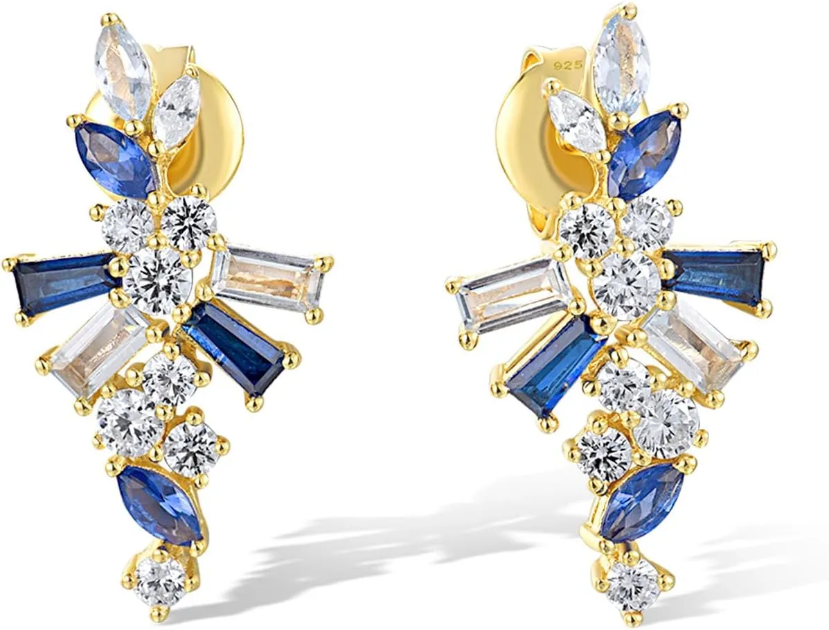 Santuzza 925 Sterling Silver Sector Cubic Zirconia Earrings for Women