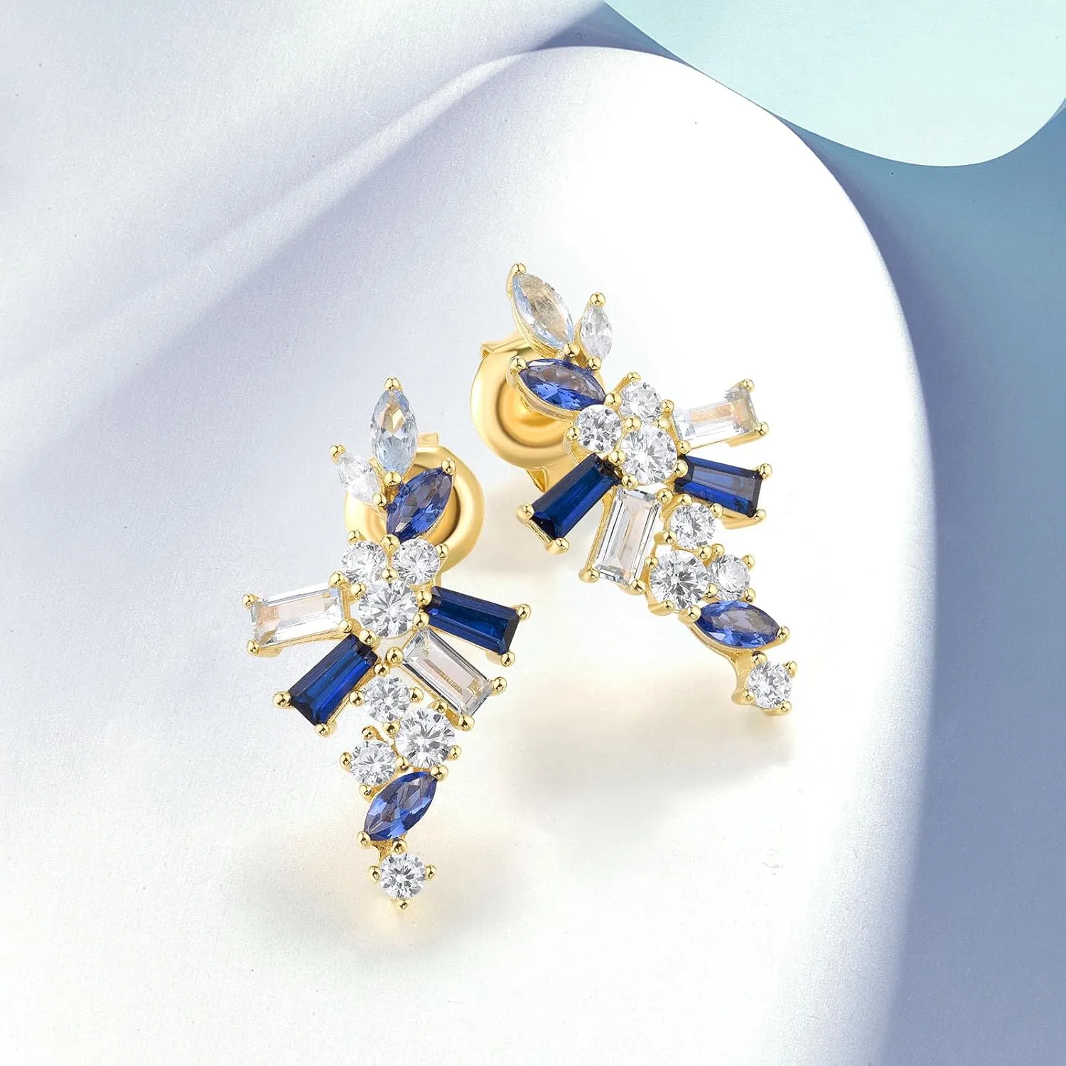 Santuzza 925 Sterling Silver Sector Cubic Zirconia Earrings for Women
