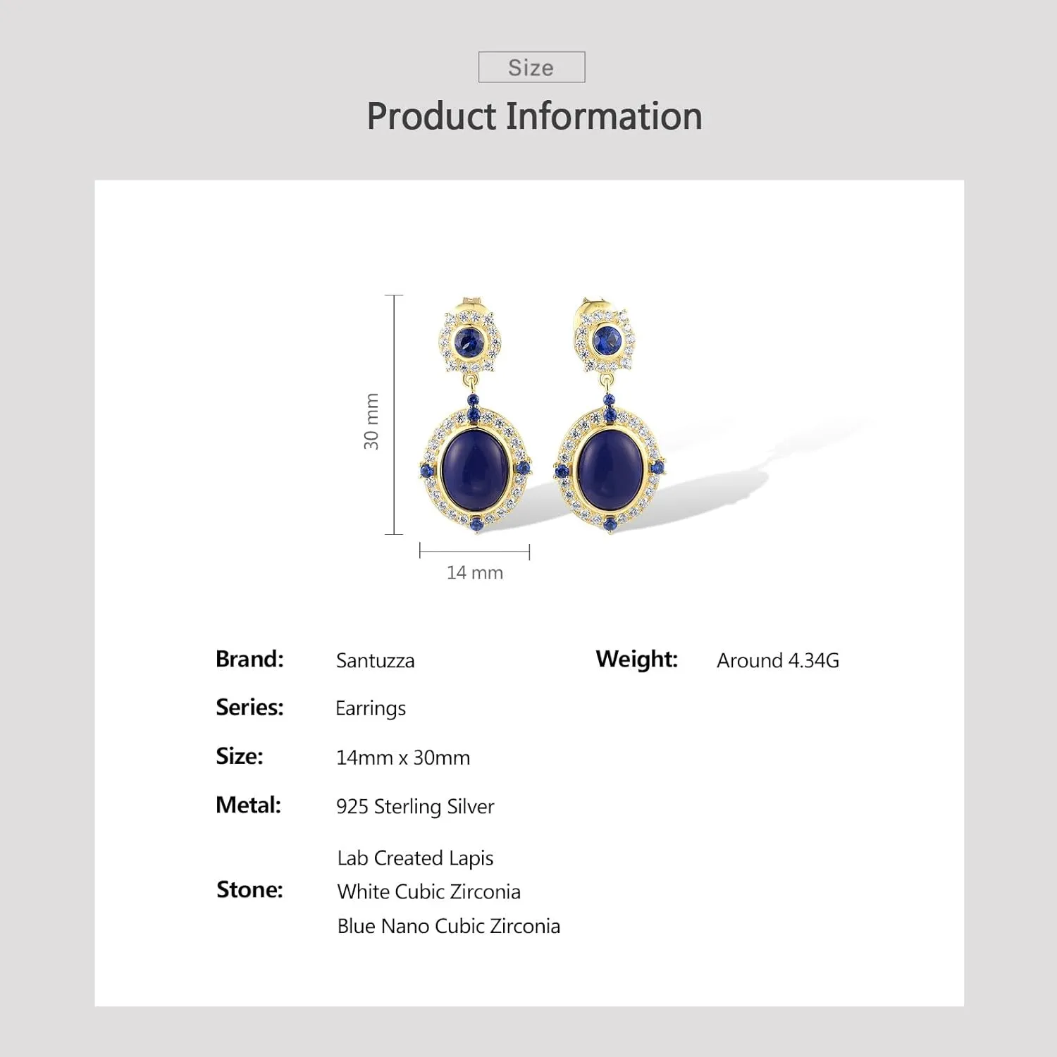 Santuzza 925 Sterling Silver Shape Dyed Agate Earrings Nano Cubic Zirconia Stud Earrings for Women