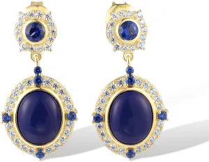 Santuzza 925 Sterling Silver Shape Dyed Agate Earrings Nano Cubic Zirconia Stud Earrings for Women