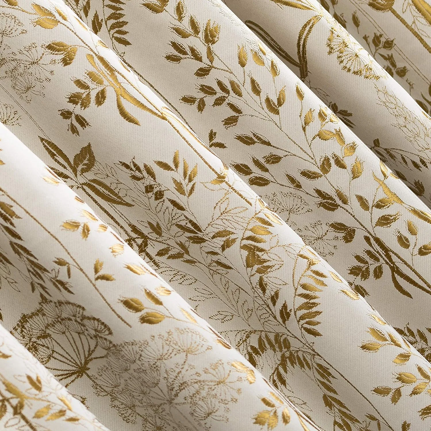 Scott Living Aubry Shimmering Floral Total Blackout Back Tab Curtain Panel, 52" x 84", Gold