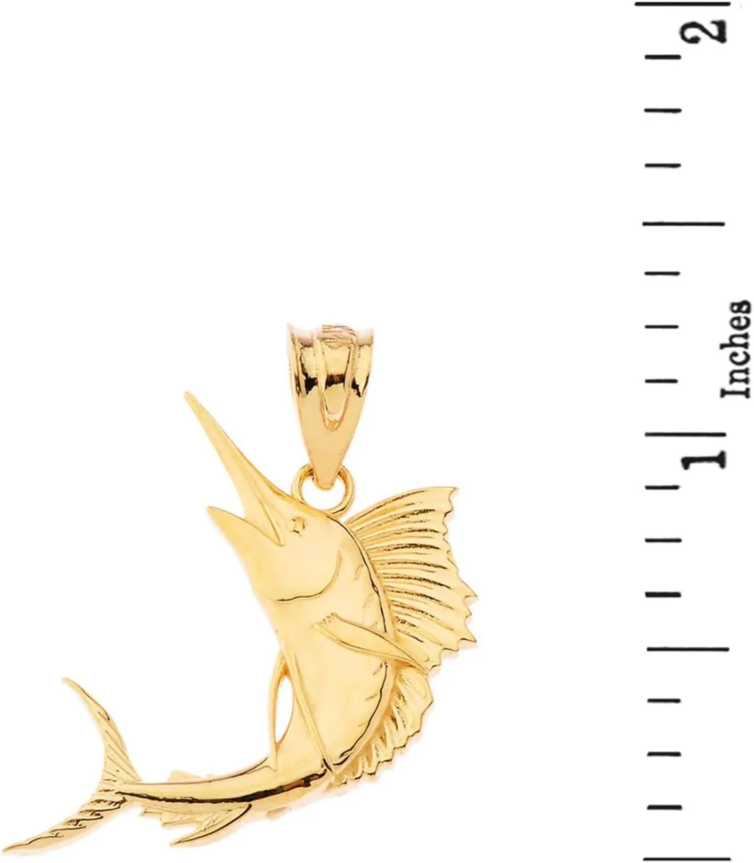 Sea Life Collection 10k Gold Marlin Swordfish Sailfish Nautical Deep Sea Fish Pendant Charm Necklace