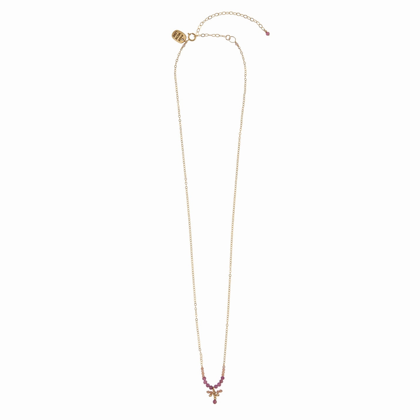 Semi Precious Utulivu Necklace With Beaded Cluster - MIXED PINKS/GOLD