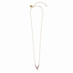 Semi Precious Utulivu Necklace With Beaded Cluster - MIXED PINKS/GOLD