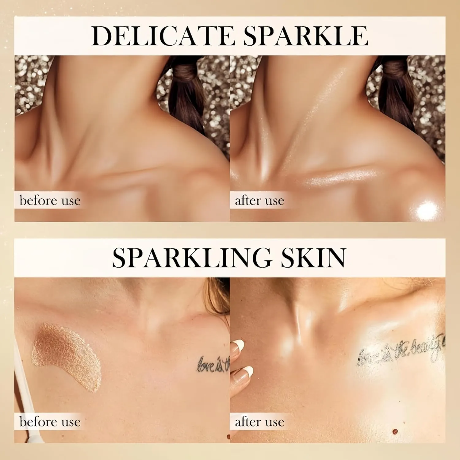 Shimmer Body Luminizer 5 Color Waterproof Smooth Face Body Glow Illuminator Non-sticky Liquid Body Highlight Illuminator for Face & Body & Leg (80 ML, 04 Golden Brown)