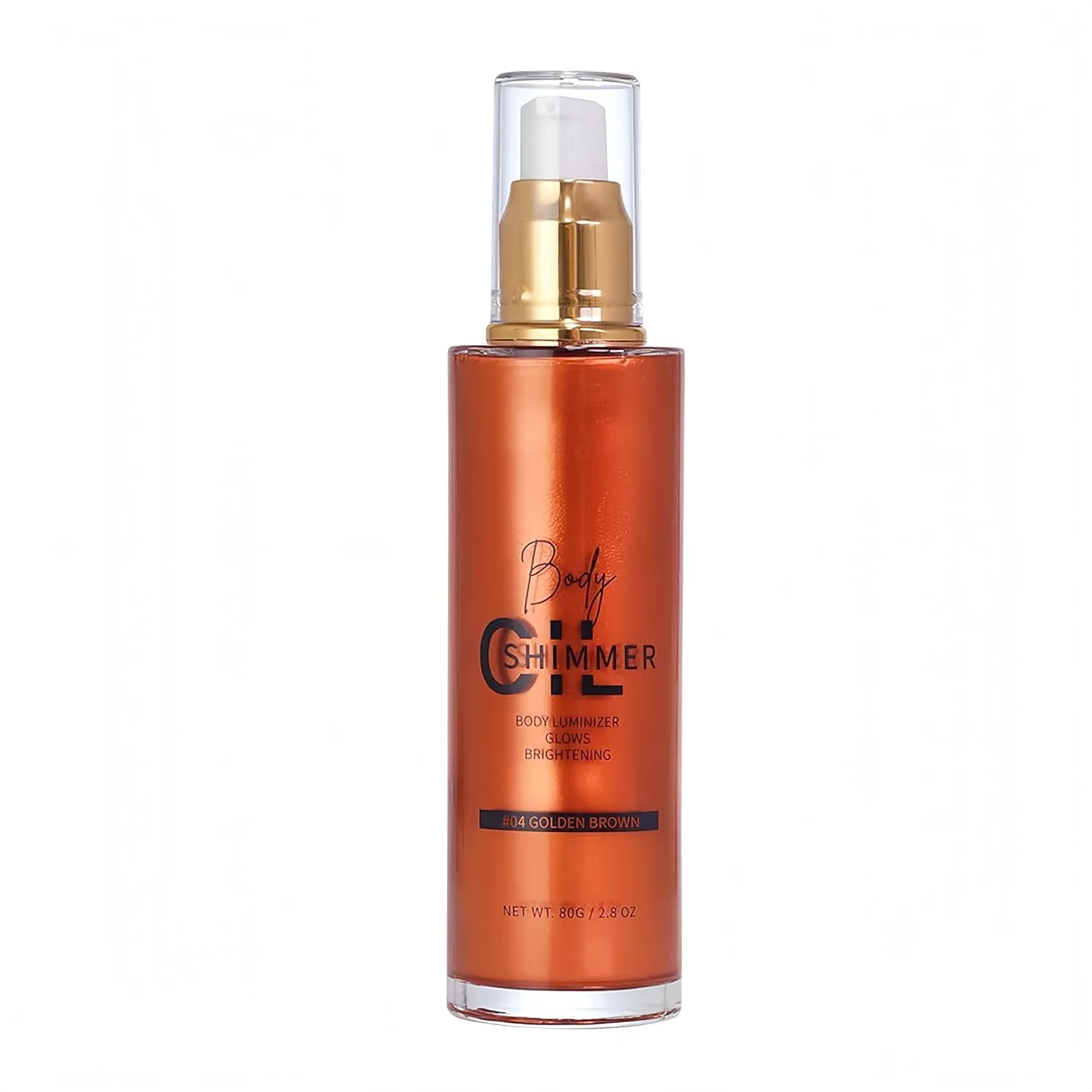 Shimmer Body Luminizer 5 Color Waterproof Smooth Face Body Glow Illuminator Non-sticky Liquid Body Highlight Illuminator for Face & Body & Leg (80 ML, 04 Golden Brown)