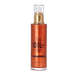 Shimmer Body Luminizer 5 Color Waterproof Smooth Face Body Glow Illuminator Non-sticky Liquid Body Highlight Illuminator for Face & Body & Leg (80 ML, 04 Golden Brown)