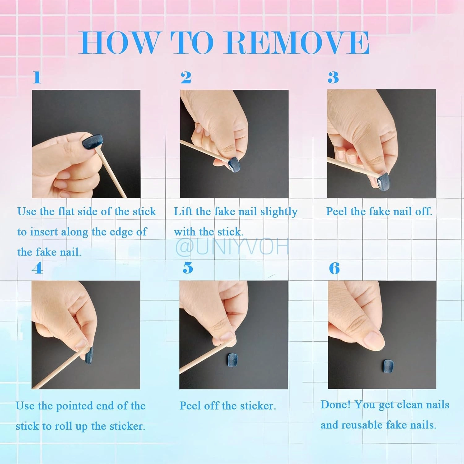 Short Square Press on Nails Handmade False Nails with 3D Designs/Charms, Cute Reusable Fake Stick on Acrylic Tips (Peacock Blue, Small)