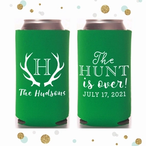 Slim 12oz Wedding Can Cooler #111S - The Hunt is Over