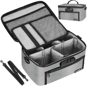 Smell Proof Bag with Lock - Smell Odor Proof Pouch Case with Easy Grip Handle and Clapboard- for Travel Stash Storage - Large - Grey