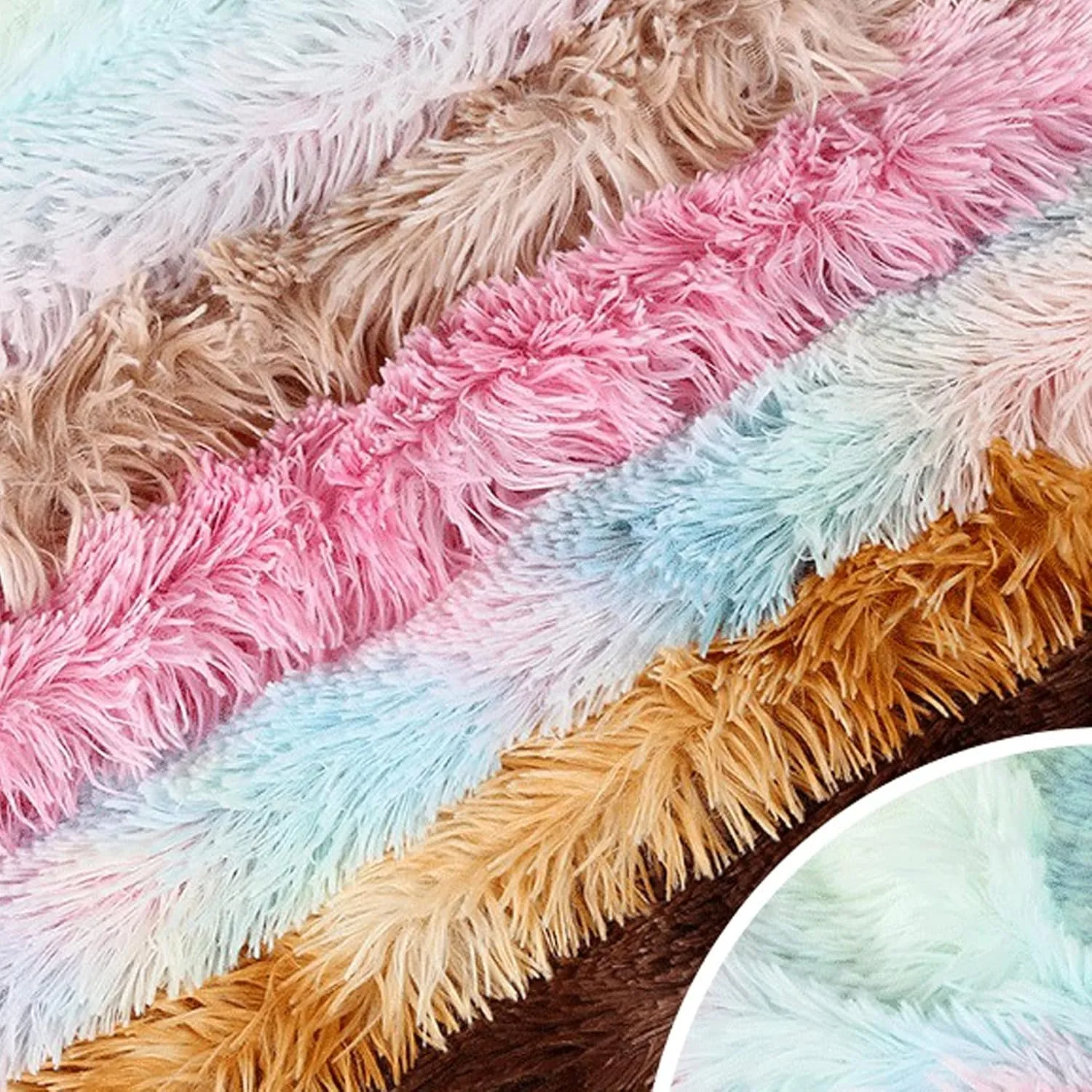 Soft Fur Faux Fur Throw Pillow Covers Pack of 2 Peach Blush Plush Decorative Tie Dye Pink Throw Girls Pillow Covers Cute Cushion Cases Pillowcases for Sofa Couch Living Room Bedroom
