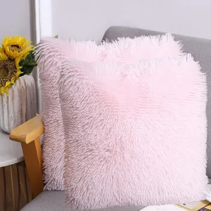 Soft Fur Faux Fur Throw Pillow Covers Pack of 2 Peach Blush Plush Decorative Tie Dye Pink Throw Girls Pillow Covers Cute Cushion Cases Pillowcases for Sofa Couch Living Room Bedroom