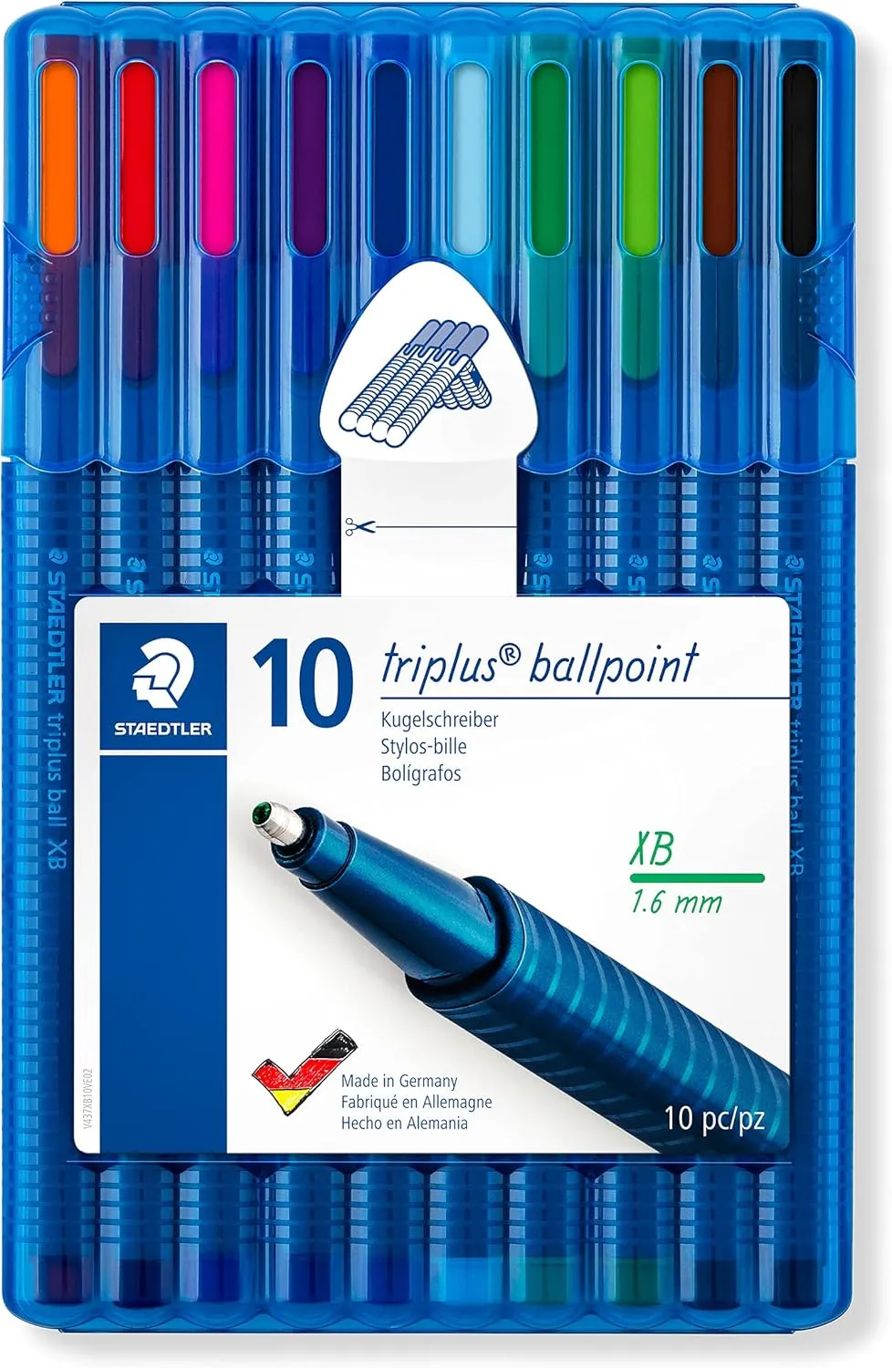 STAEDTLER 437 XBSB10 Triplus Ballpoint Pen - Multi-Colour (Pack of 10)
