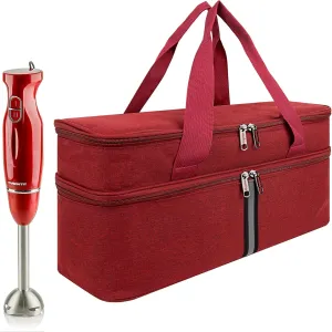Storage bag for Hand Blender, Carrying Case for Immersion Blender Handheld, Stick Blender Travel Storage Organizer - Deep Red (Bag Only)