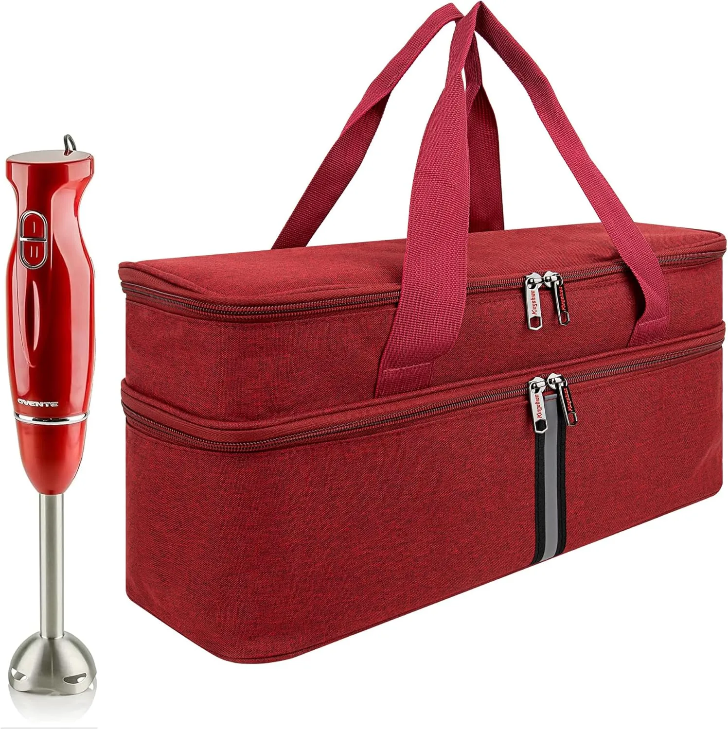 Storage bag for Hand Blender, Carrying Case for Immersion Blender Handheld, Stick Blender Travel Storage Organizer - Deep Red (Bag Only)