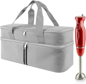 Storage bag for Hand Blender, Carrying Case for Immersion Blender Handheld, Stick Blender Travel Storage Organizer - Light Grey (Bag Only)