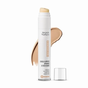 StretchMarkers Concealer : Conceals & Improves Apprearance of Stretch Mark Treatment, Light Tone, 1 fl oz, Caffeine, Shea Butter, Jojoba Oil, Vitamin C&E