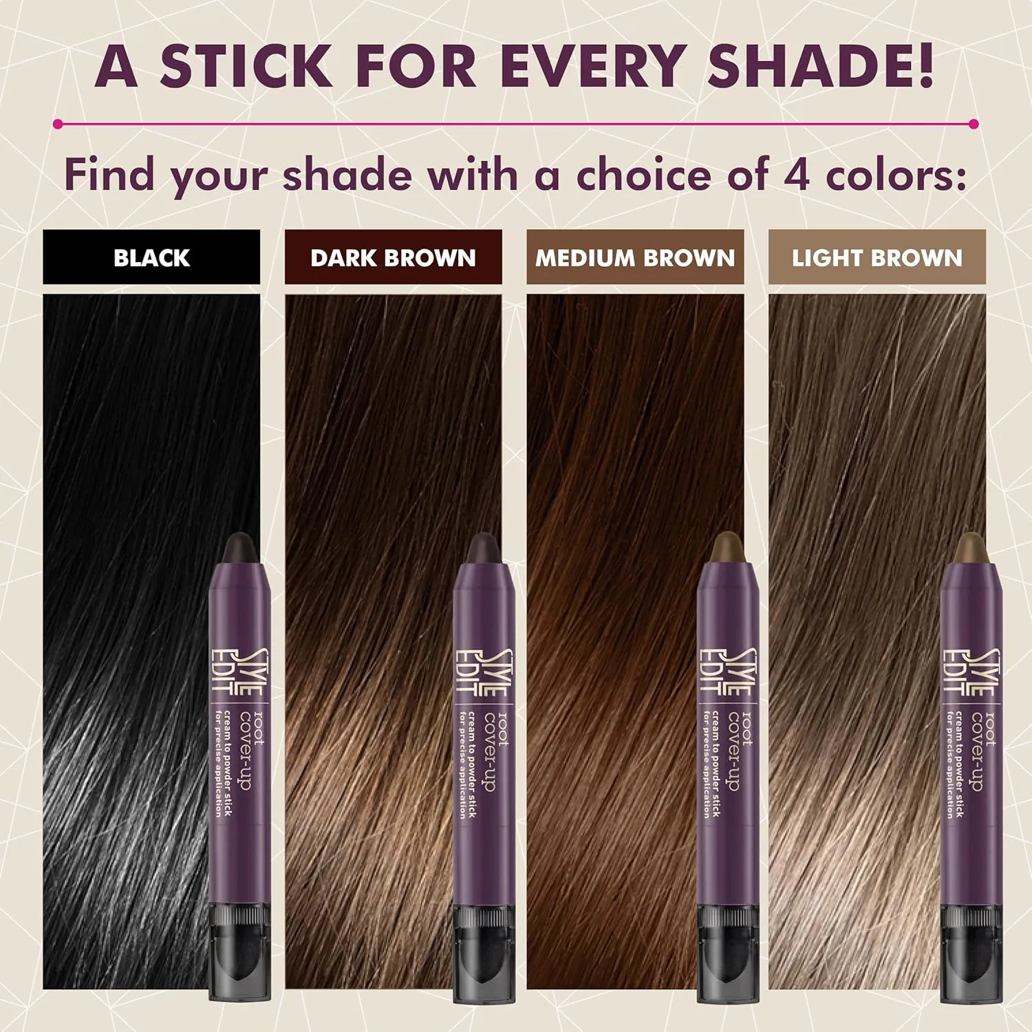 Style Edit Root Touch Up Stick - Instant Concealer for Grays and Roots (Dark Brown)
