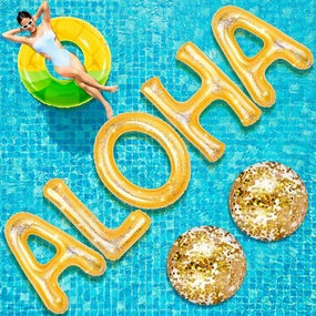 Sumind 8 Pcs Aloha Floating Pool Letters Aloha Party Inflatable Decoration 20" Floating Letters for Pool Hawaii Luau Party Decoration Float with Inflatable Beach Balls