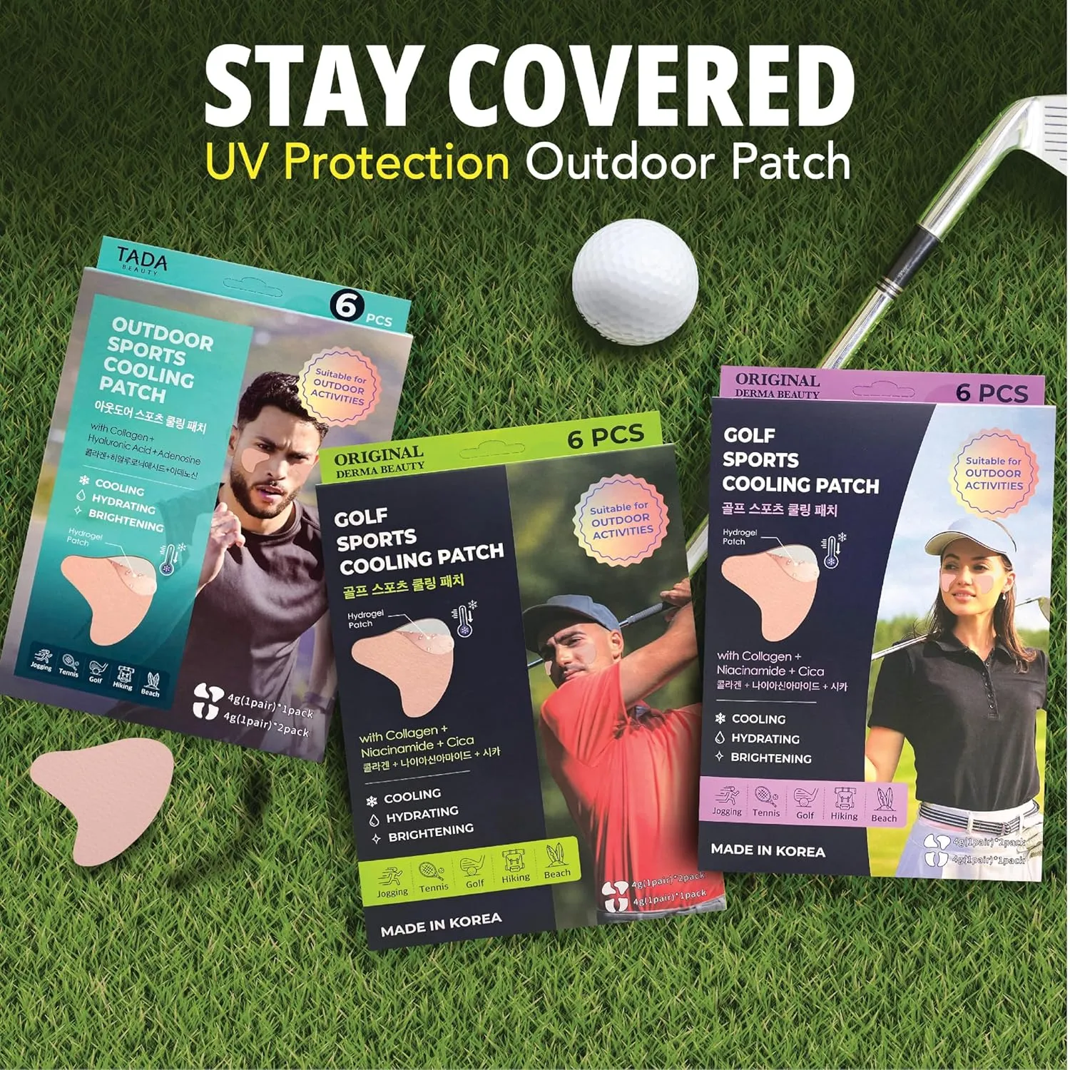 Sun Patch 4PK, Reusable Under Eye UV Protection for Golf, Hiking, Driving, Outdoor Sports | Cooling Sunblock Patches, Scar & Sun Damage Protection, Father's Day Gift (Women 4PK)