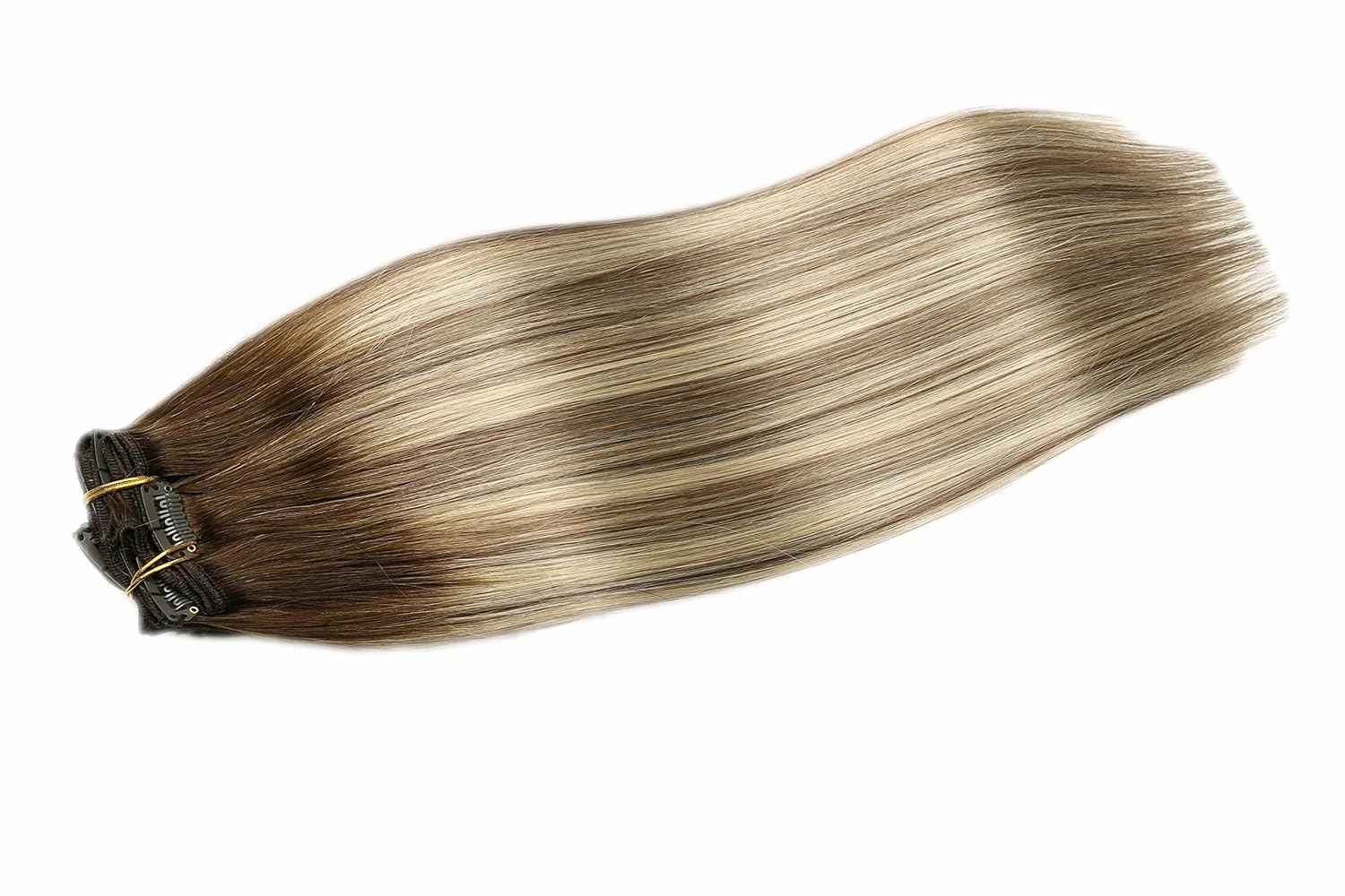 SURNEL Clip in Extensions Human Hair Balayage Clip in Hair Extensions 20 Inch 6pcs 120g Walnut Brown to Ash Brown and Golden Blonde Clip ins (#3/8/22,20'')