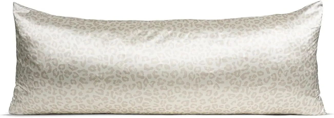 Sweet Jojo Designs Gold and Taupe Satin Luxury Cheetah Print Hair Skin Body Pillow Cover Case Accent Decorative Couch Long Lumbar Throw Zipper 54x20 Bedroom Living Room Decor Dorm Soft Silky Shiny