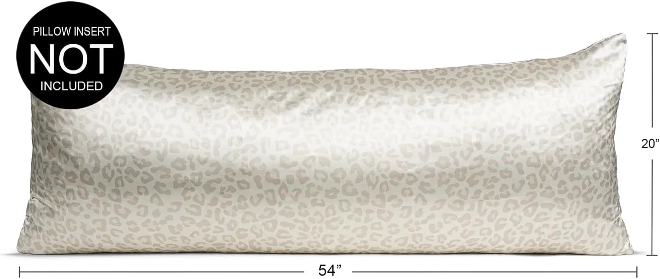 Sweet Jojo Designs Gold and Taupe Satin Luxury Cheetah Print Hair Skin Body Pillow Cover Case Accent Decorative Couch Long Lumbar Throw Zipper 54x20 Bedroom Living Room Decor Dorm Soft Silky Shiny
