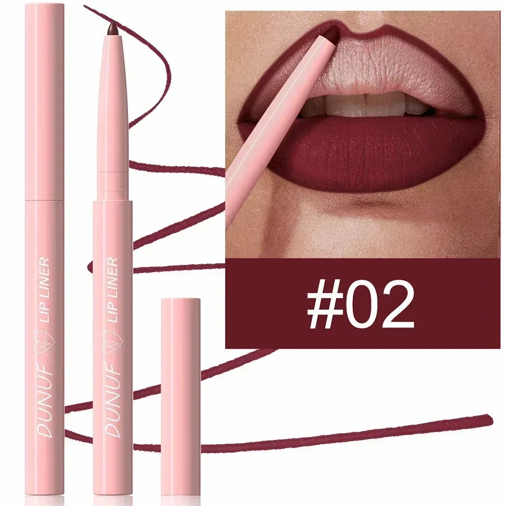 Tapered Nib Lip Liner Pencil Matte Red Brown Plumping Lip Stain Lasting Waterproof Fine Lipstick Slim Lip Outline Contour Makeup