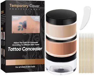 Tattoo Cover Up, 2 Colors Tattoo Cover Up Concealer Makeup Waterproof, Tattoo Concealer Cream, Suitable for Scars, Spots & Vitiligo, Waterproof & Sweatproof