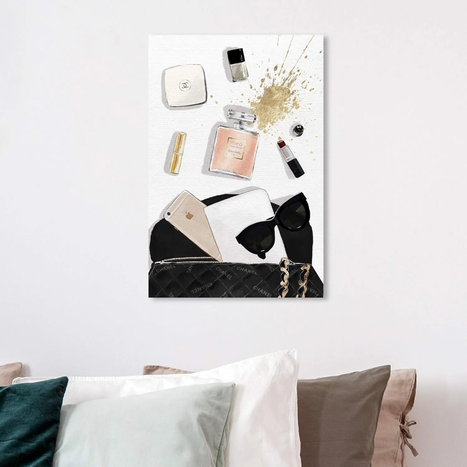 The Oliver Gal Artist Co. Oliver Gal 'Midnight Bag' Blush Fashion Wall Art Print Premium Canvas 16" x 24" Gold