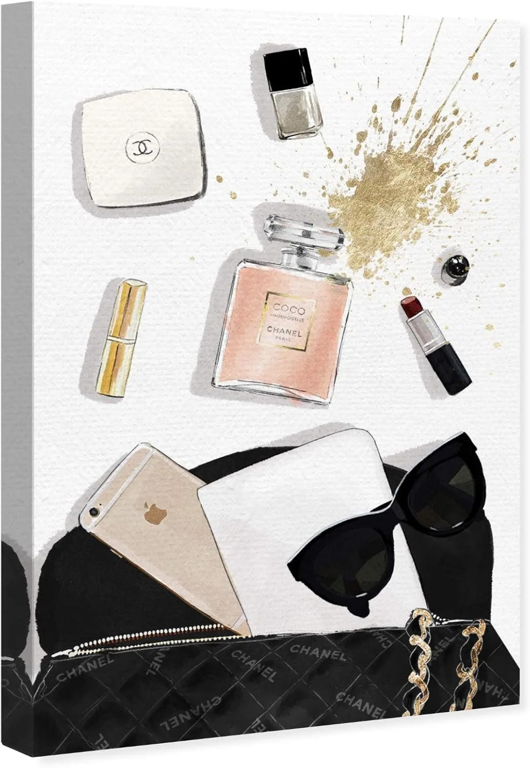 The Oliver Gal Artist Co. Oliver Gal 'Midnight Bag' Blush Fashion Wall Art Print Premium Canvas 16" x 24" Gold