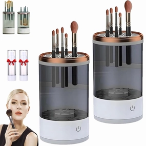 The Cozy Luna Brush Cleaner, Beauty Swirl Cosmetic Brush Cleaner, Cozy Luna Makeup Brush Cleaner, Electric Makeup Brush Cleaner, Quick Efficient Machine for Deep Cleaning All Size Brushes (2-Black)