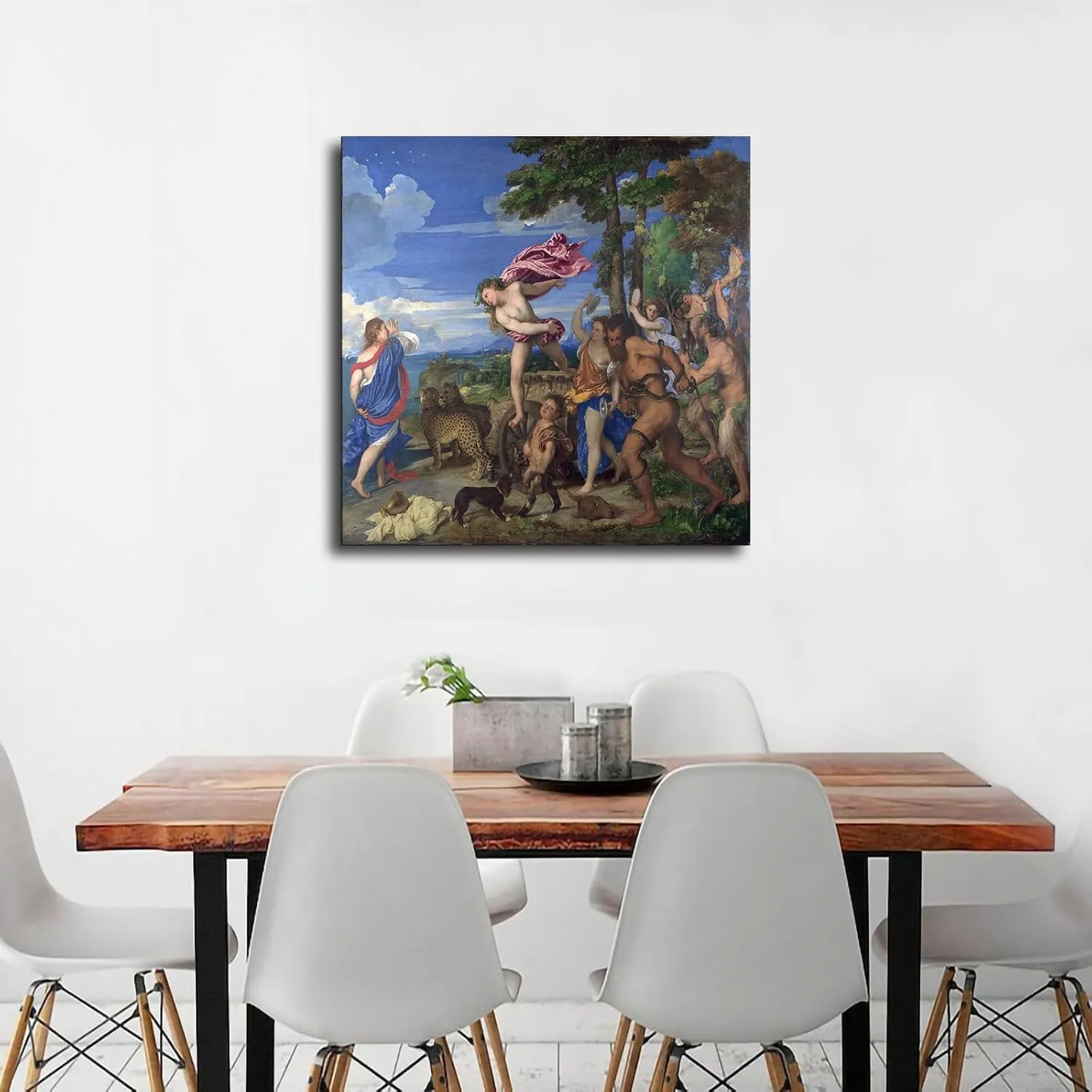 Titian Artwork- Bacchus and Ariadne Poster Canvas Image Printing Wall Art Decor Aesthetics Living Room Bedroom Home Background Famous Paintings Printmaking (28x28inch-UnFarmed)