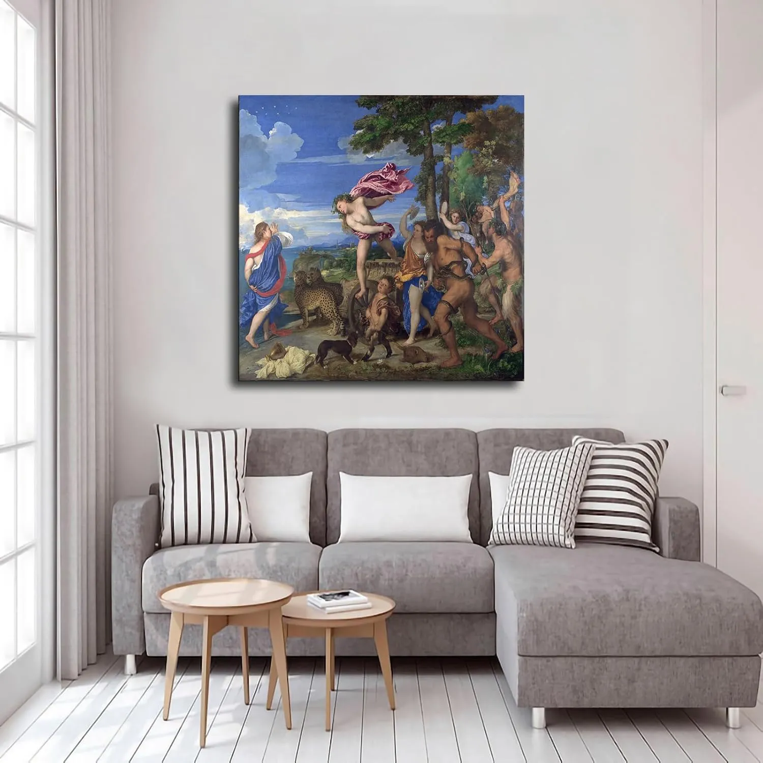 Titian Artwork- Bacchus and Ariadne Poster Canvas Image Printing Wall Art Decor Aesthetics Living Room Bedroom Home Background Famous Paintings Printmaking (28x28inch-UnFarmed)