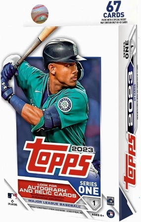 Topps 2023 Series 1 Baseball Hanger Box - 67 Cards, Includes Trading Cards & Insert Retail Inserts