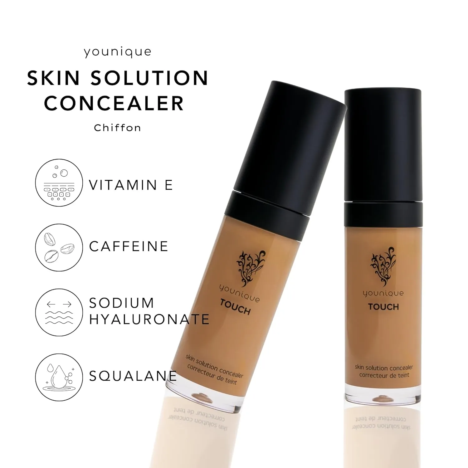 TOUCH Skin Solution Concealer | Chiffon | Full-Coverage & Long-Lasting Wear | Nourishing Formula with Caffeine, Vitamin E & Hyaluronic Acid | Seamless Matte Finish