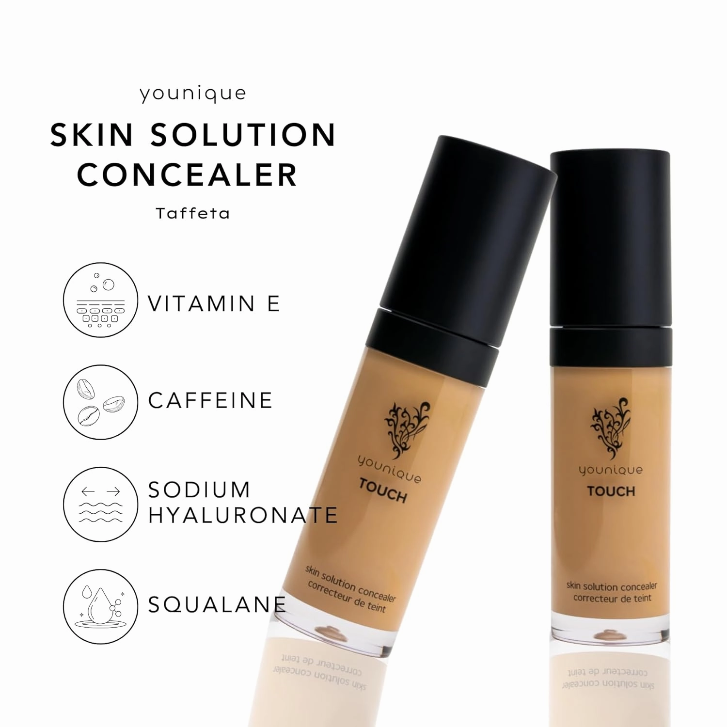 TOUCH Skin Solution Concealer | Taffeta | Full-Coverage & Long-Lasting Wear | Nourishing Formula with Caffeine, Vitamin E & Hyaluronic Acid | Seamless Matte Finish