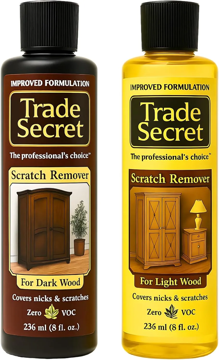 Trade Secret Scratch Concealer for Real Wood Furniture and Floor Cover Nicks and Scratches on Wood Surfaces, Hides Minor Defects (Light and Dark)