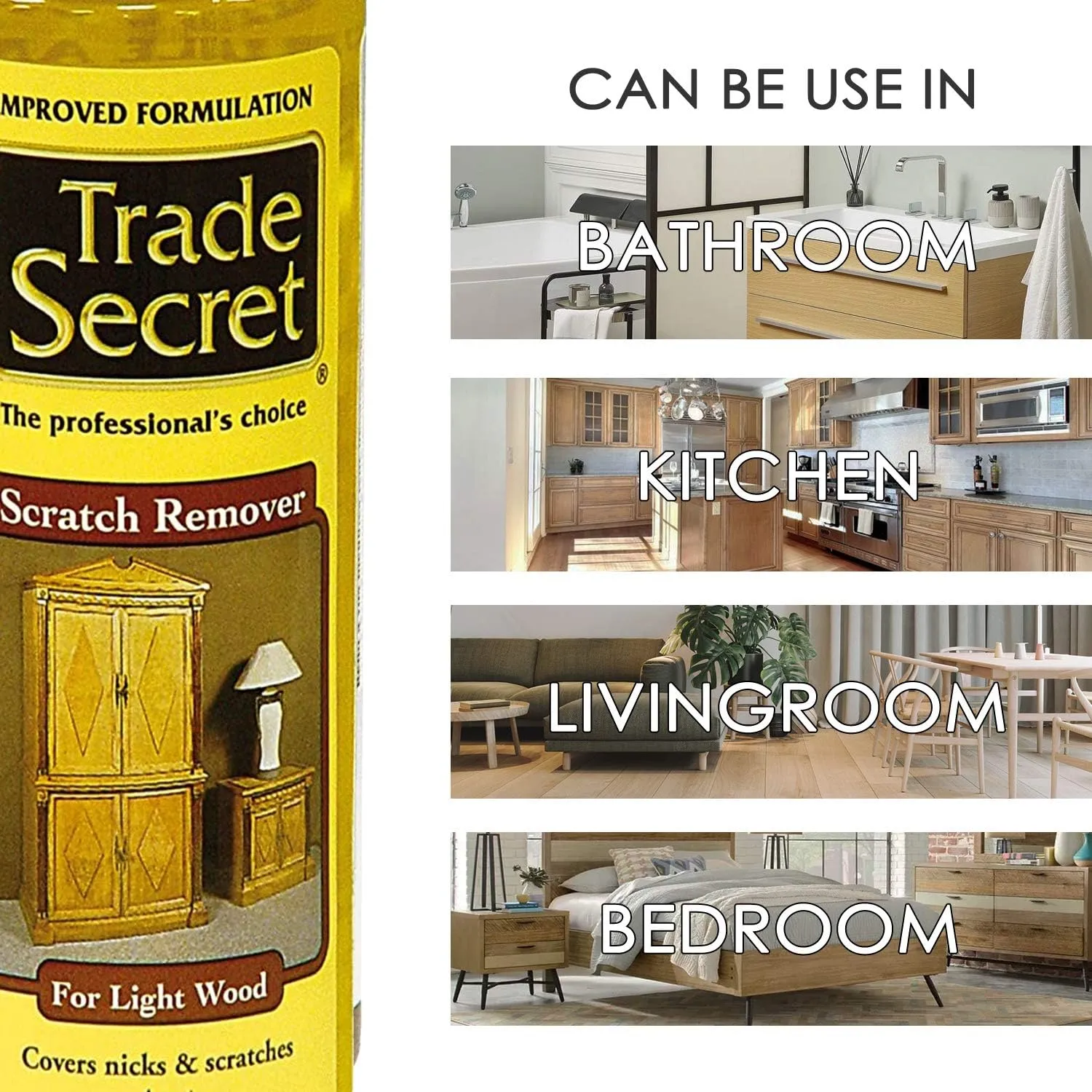 Trade Secret Scratch Remover for Real Wood Furniture & Floors – Light Wood Scratch Concealer, Covers Nicks, Scuffs & Dogs, Cats Scratches, Marks, Minor Defects