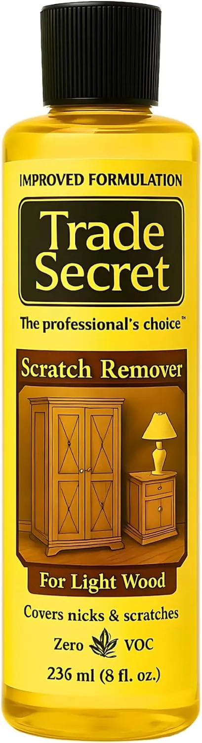 Trade Secret Scratch Remover for Real Wood Furniture & Floors – Light Wood Scratch Concealer, Covers Nicks, Scuffs & Dogs, Cats Scratches, Marks, Minor Defects