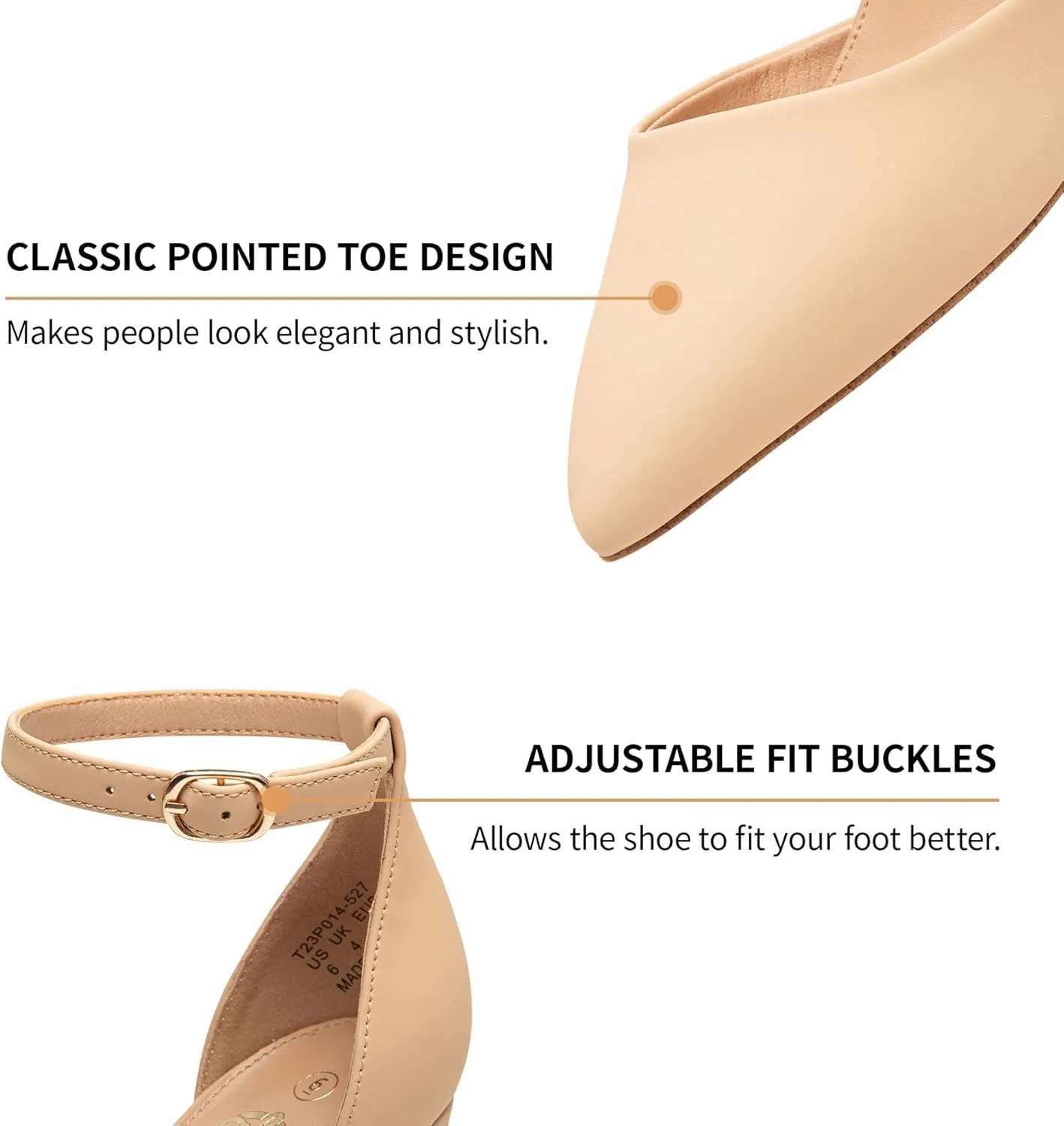 Trary Women's Pointed Toe Pumps,Ankle Strap Buckle Closed Toe Chunky Block Heel Pumps,Dress Office Wedding Party Shoes for Women