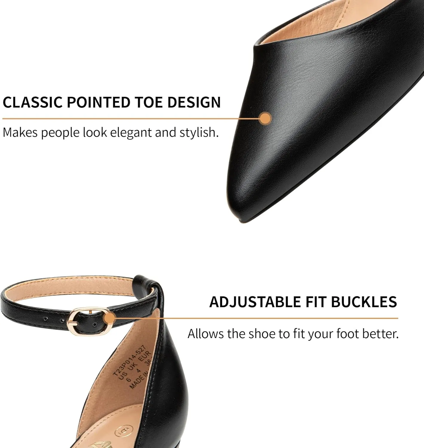 Trary Women's Pointed Toe Pumps,Ankle Strap Buckle Closed Toe Chunky Block Heel Pumps,Dress Office Wedding Party Shoes for Women