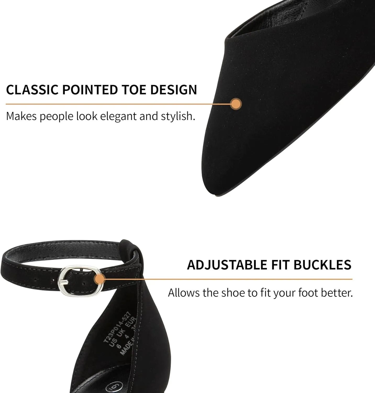 Trary Women's Pointed Toe Pumps,Ankle Strap Buckle Closed Toe Chunky Block Heel Pumps,Dress Office Wedding Party Shoes for Women
