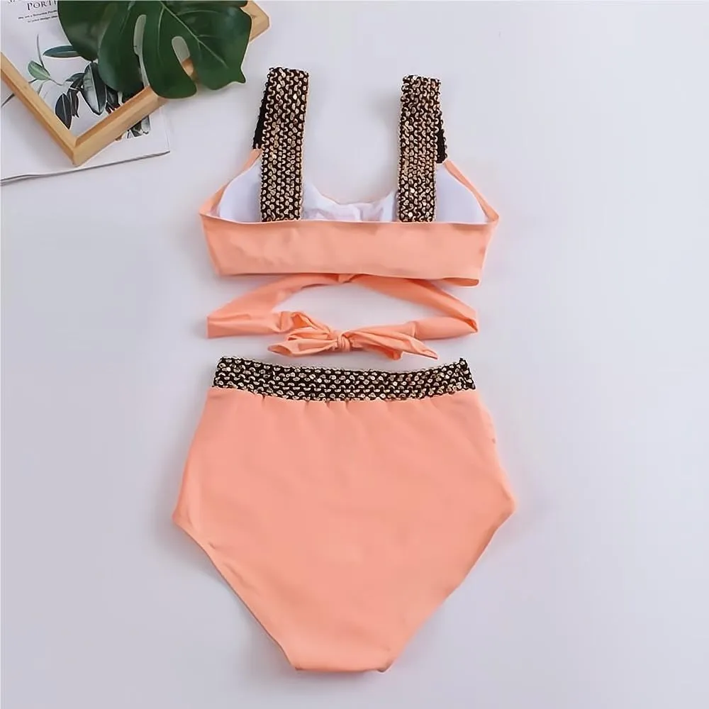 Trendy Tandi Women's Bikini Two Piece Swimsuit Front Cross Back Lace Up Adjustable Bathing Suit
