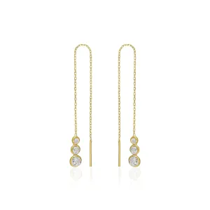 Tria Diamond Earring Set. Elegant and Chic Designer Gold Chain Thread Earrings. Womens Fine gold earrings set. Celebrity Favorite! (Gold)