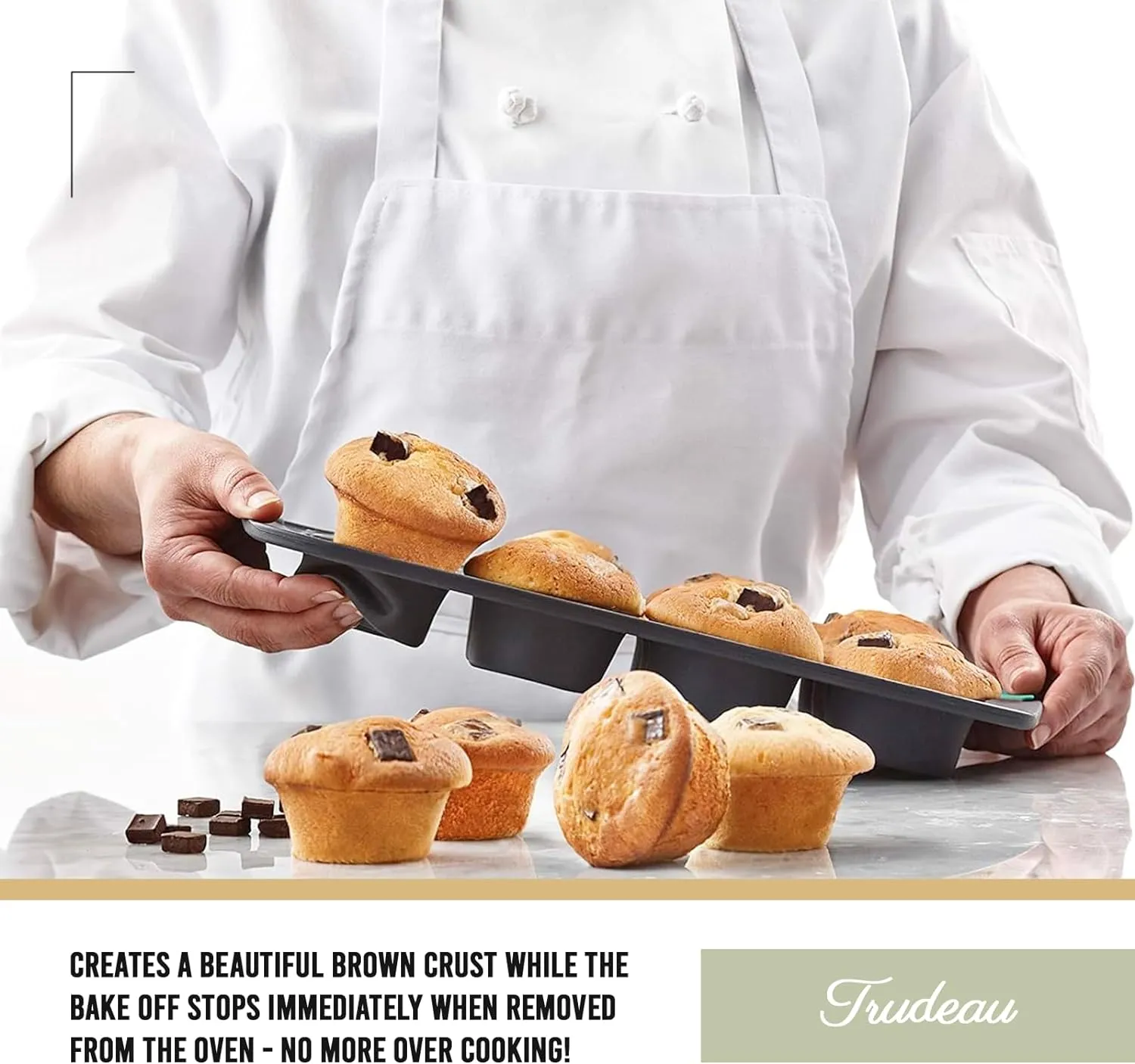 Trudeau Structure Silicone Muffin Pan – 12 Cup, Flexible Silicone with Hard Lining to Hold Shape, Non-Stick, BPA-Free, Dishwasher Safe, Heat Resistant to 428°F – Grey/Mint