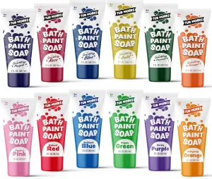 Tub Works® Bath Paint Soap, 12 Pack | Non-Toxic, Washable Bathtub Paint for Toddlers & Kids | Finger Paint in the Tub | Ideal Toddler Bath Toys for Creative Kids Bath | Easy-to-Clean
