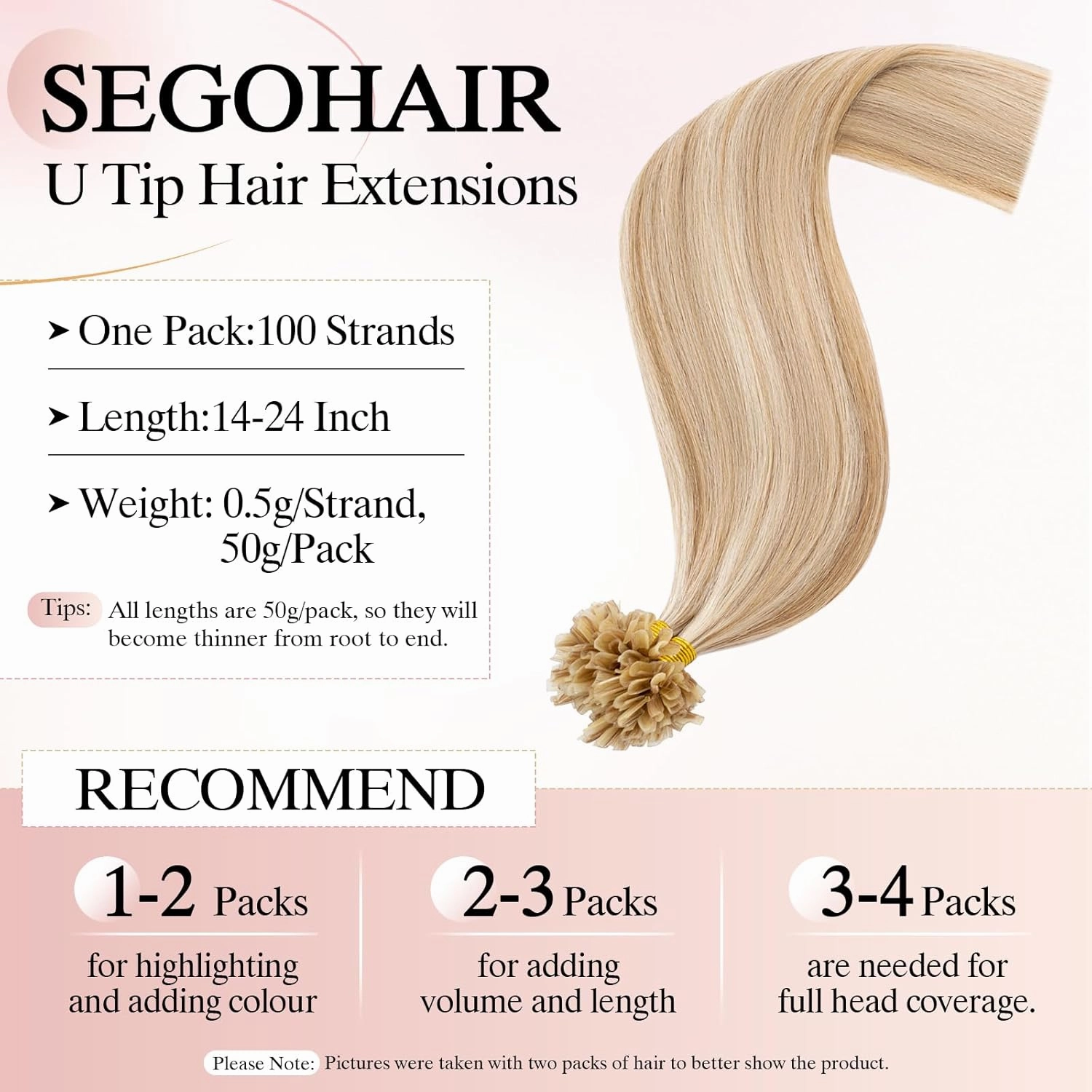 U Tip Hair Extensions Human Hair Pre Bonded Extensions Keratin Fusion Extensions K Tip Hair Extensions Real Human Hair Silky Straight Natural 50g/100 Stands 18" Golden Brown Mix Bleach Blonde